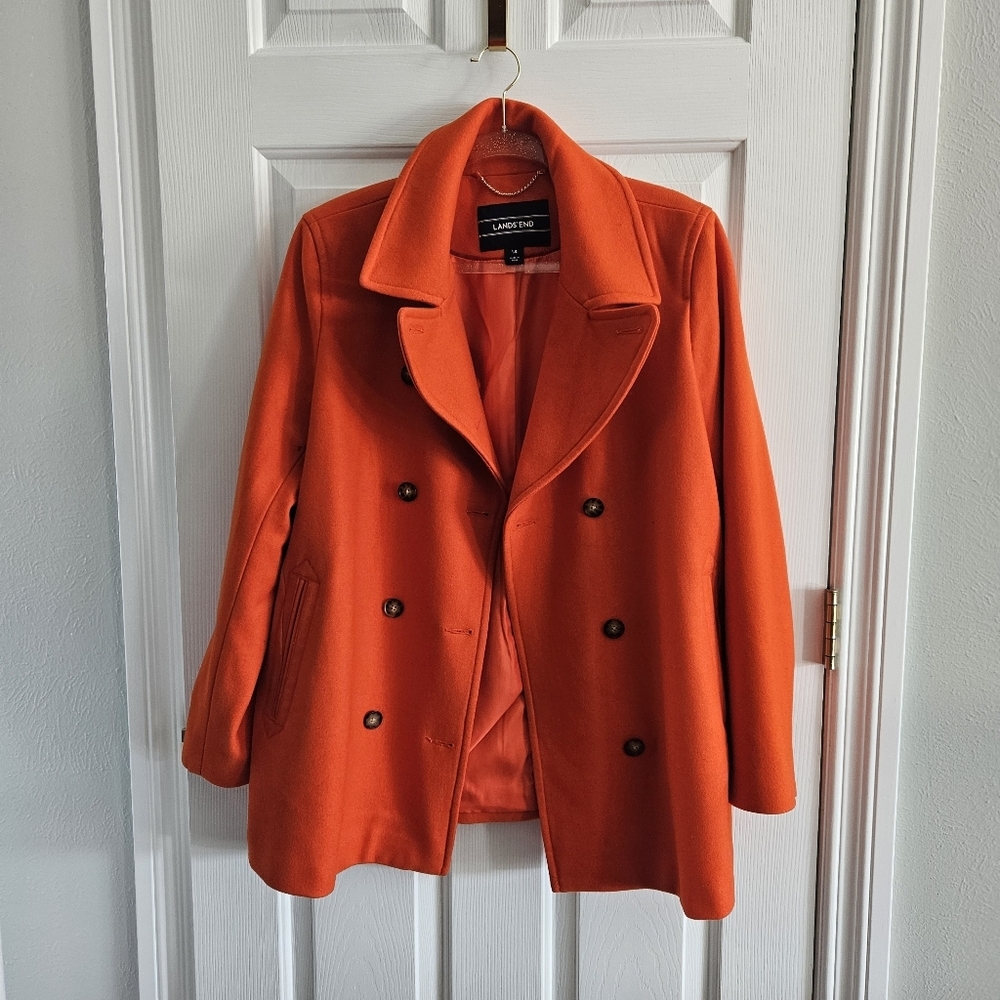 NWOT Lands End Insulated Double Breasted Wool Coat - Picture 9 of 13